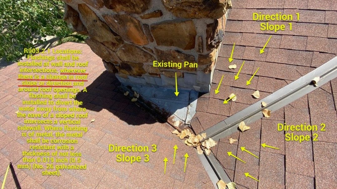 Dead Roof Valley Example with slope labels - Rhoden Roofing